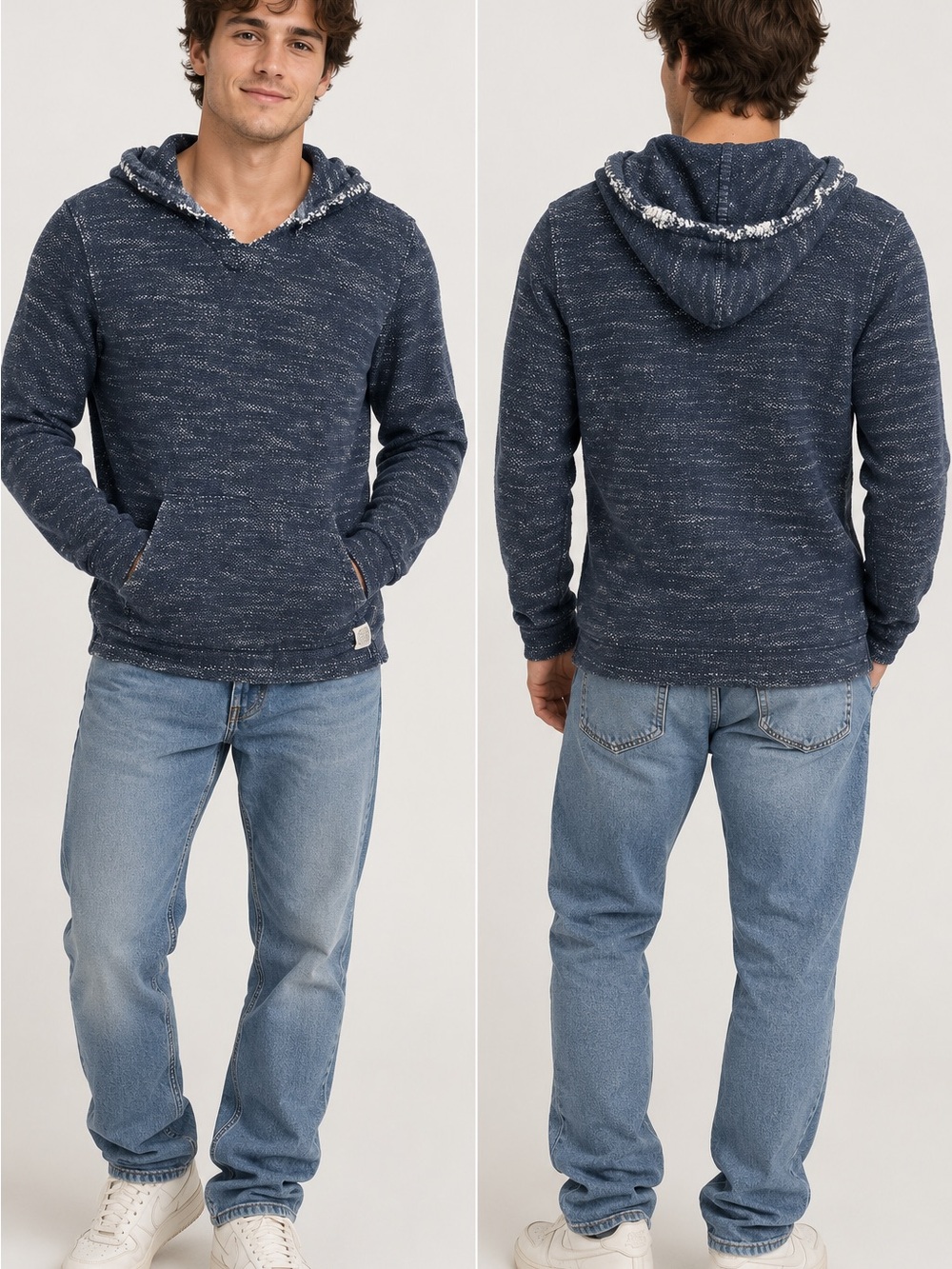 Lucky Brand Men's Navy Hooded Pullover Sweatshirt Shacket Shirt Small